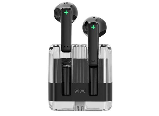 WiWU T21 Transparent Wireless Bluetooth Earbuds Environmental Noise Cancellation up to 180 hours of standby power - Black
